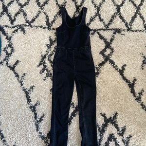 Free People Black Fitted Overalls